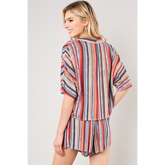 Katherine Red/Navy Tie Top - Picture 4 of 5